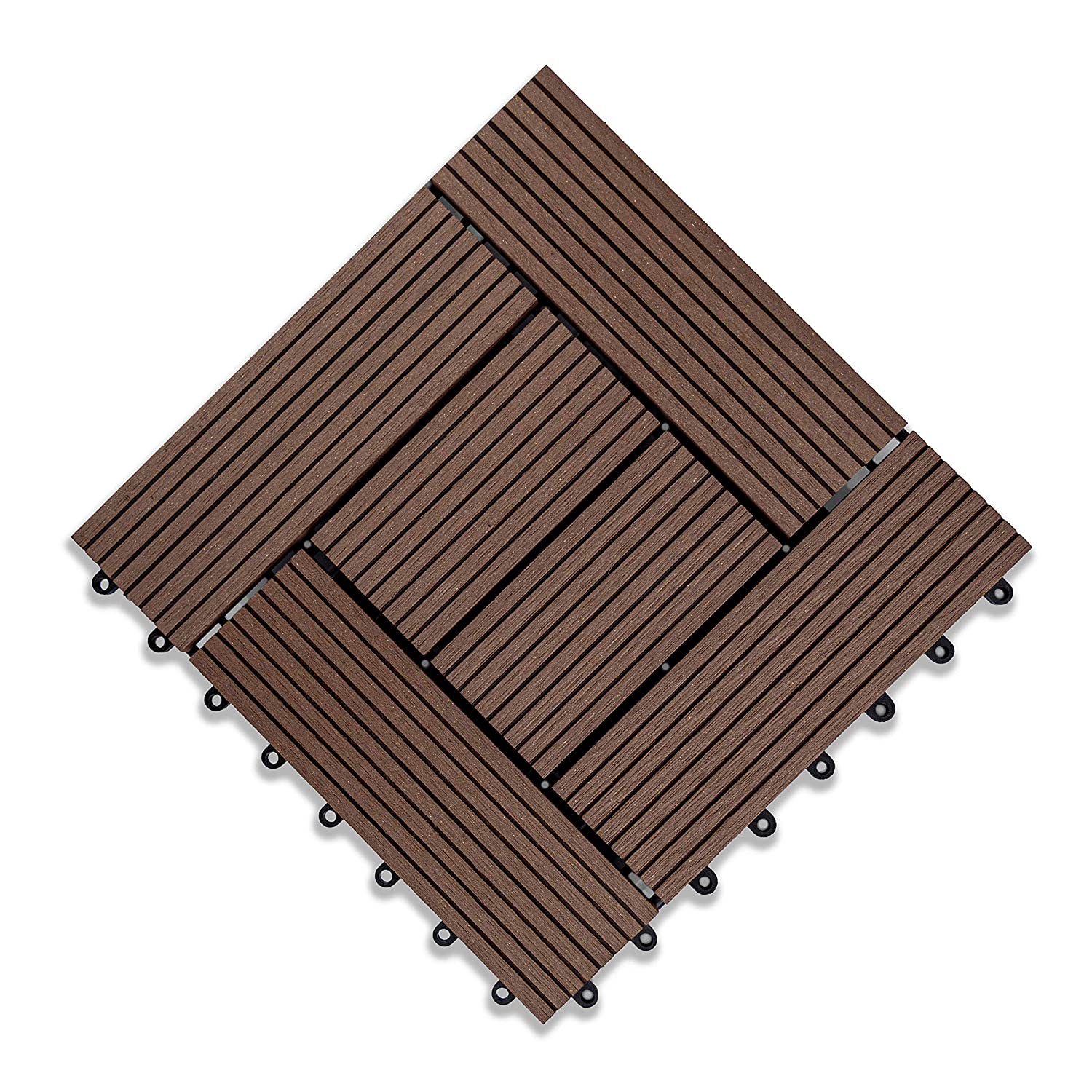 Rosetta- Interlocking Deck Tiles Waterproof Outdoor Flooring- Coffee 