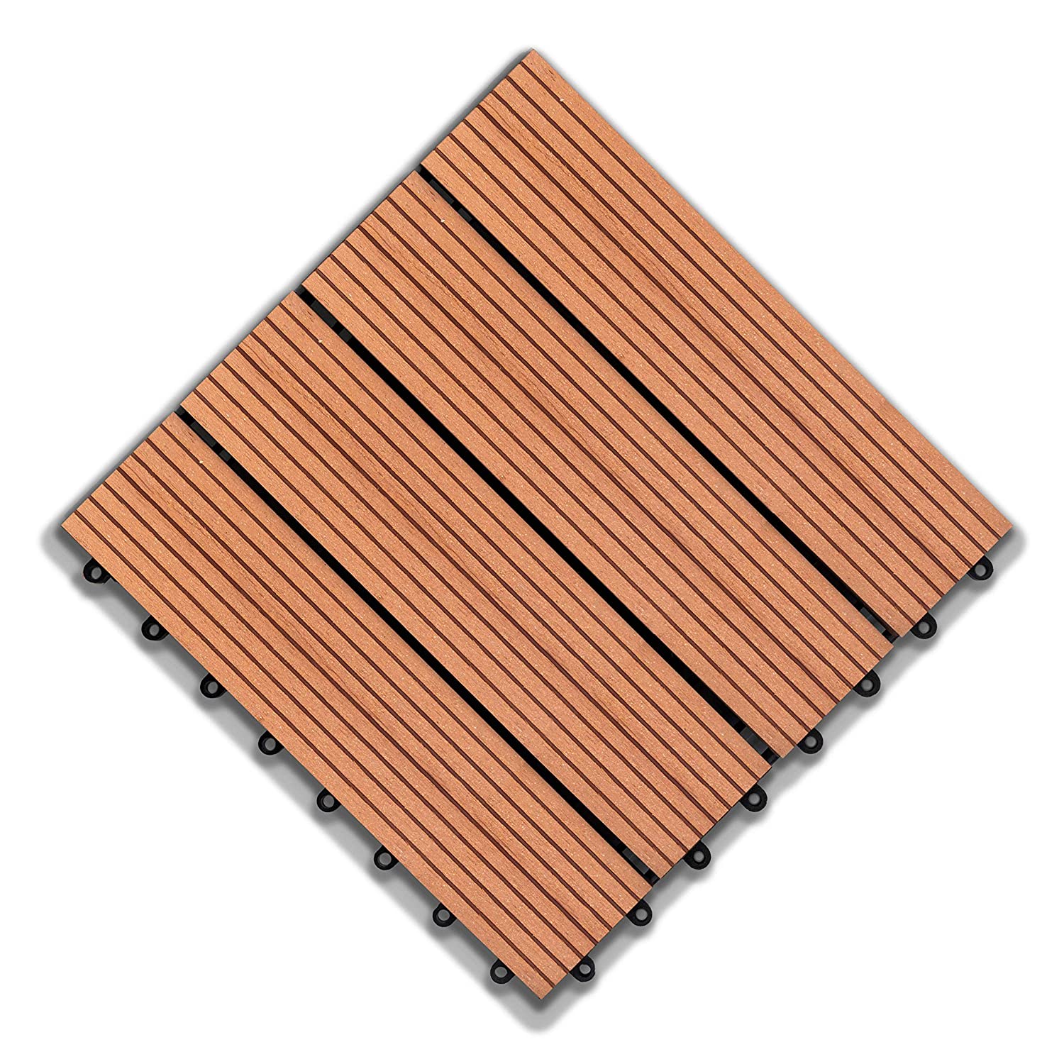 Rosetta- Interlocking Deck Tiles Waterproof Outdoor Flooring- Red Cedar 